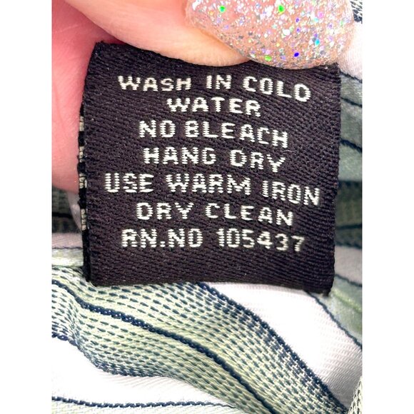 Charles Tweed Men’s Shirt Button Down Striped Long Sleeve XXL Green White Blue - Picture 7 of 12